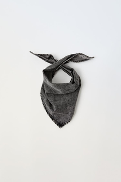 ZARA ДЖИНСОВЫЙ ПЛАТОК ТРЕУГОЛЬНОЙ ФОРМЫ, ЧЕРНЫЙ