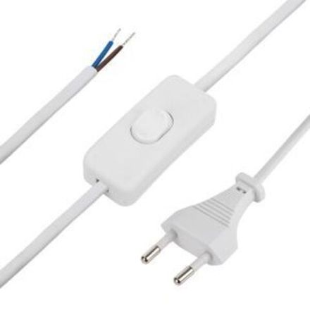 Шнур сетевой с выключателем 2х0,75 мм² 1,8м белый REXANT