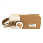 Пенал - косметичка Alingar, ткань, молния, значок, петля, 190 х 70 х 60 мм, "Capybara. Have a good idea", микс (коричн, беж, св-корич), европодвес