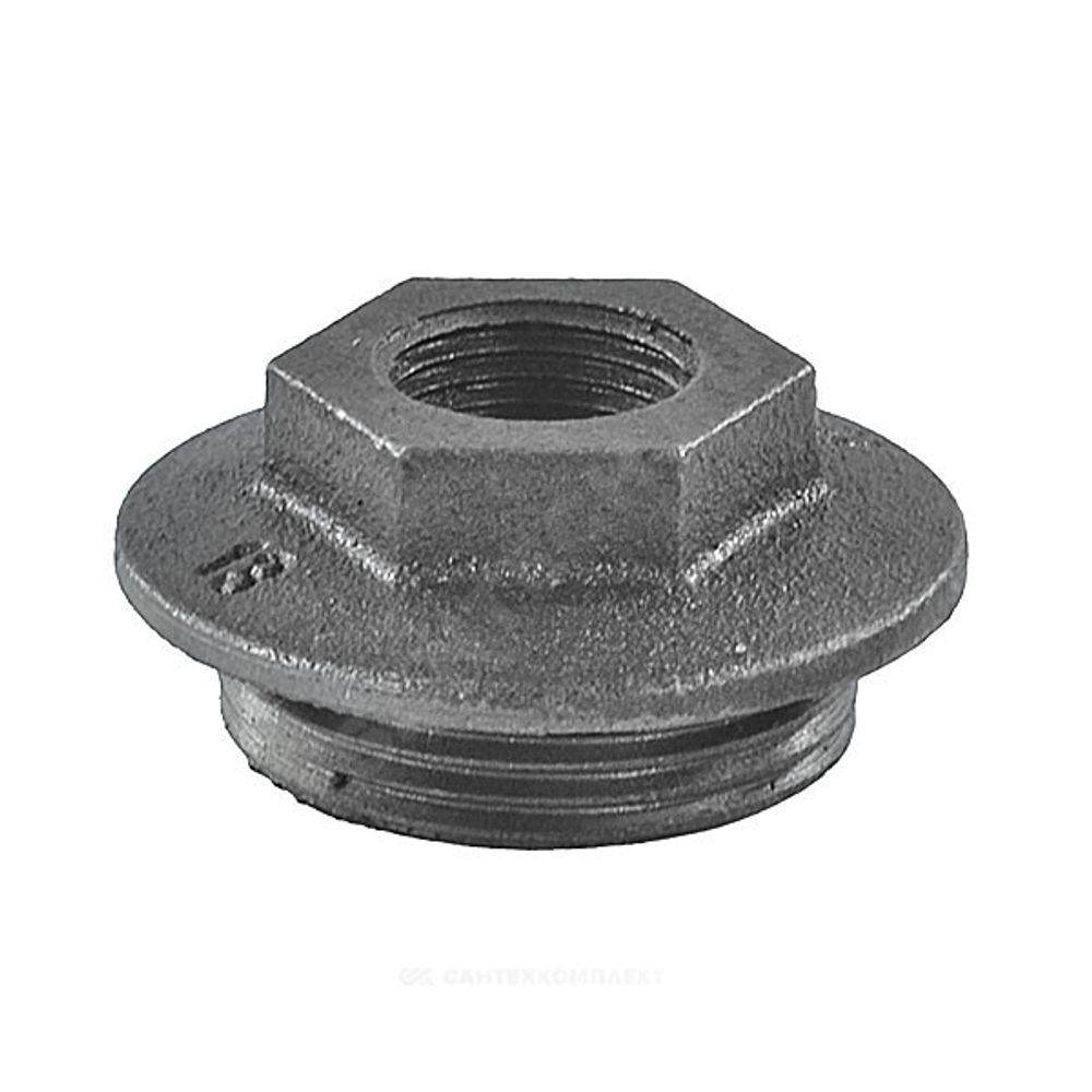 Заглушка (пробка) проходная 1 1/4"x1/2" левая резьба для чугунных радиаторов CRMTCLB