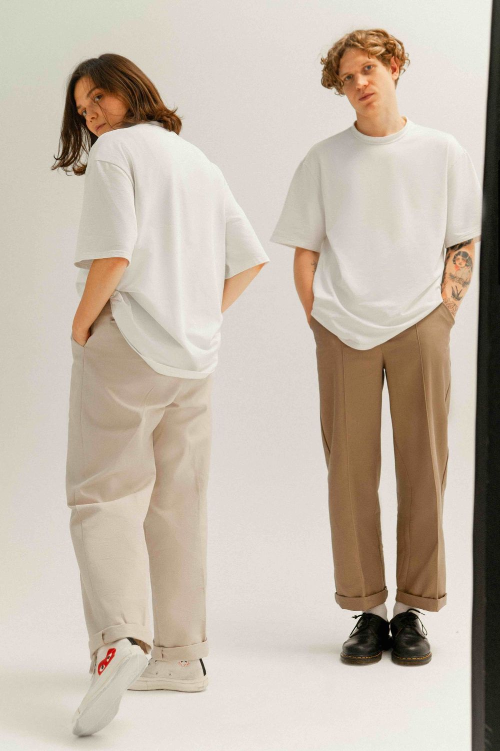 Брюки Backtrend First серо-бежевые