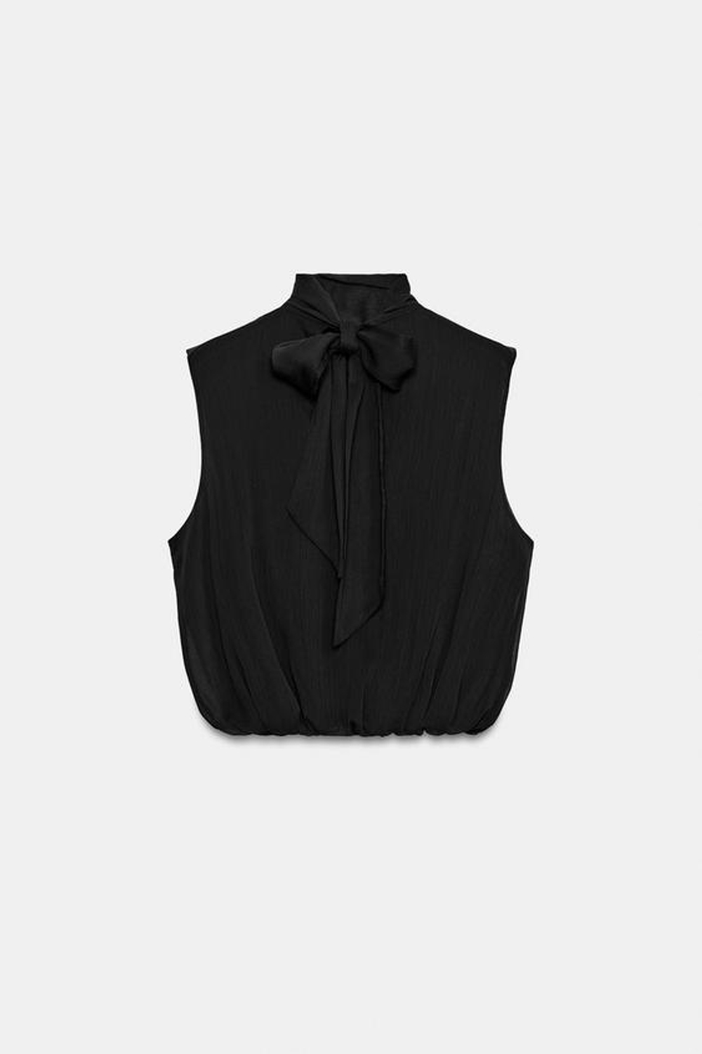ZARA ДРАПИРОВАННЫЙ ТОП-БАЛЛОН, ЧЕРНЫЙ