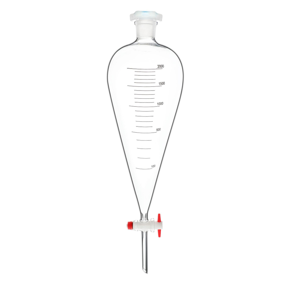 Воронка делительная грушевидная, 2000 мл, шлиф 29/32, стеклянный кран