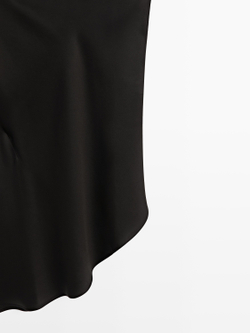 Massimo Dutti Асимметричный топ с атласной отделкой - Limited Edition, черный