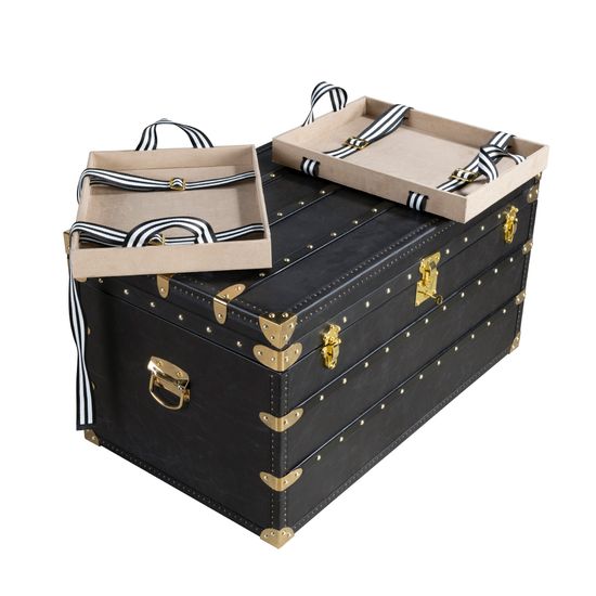 Черный кожаный столик-чемодан 5159