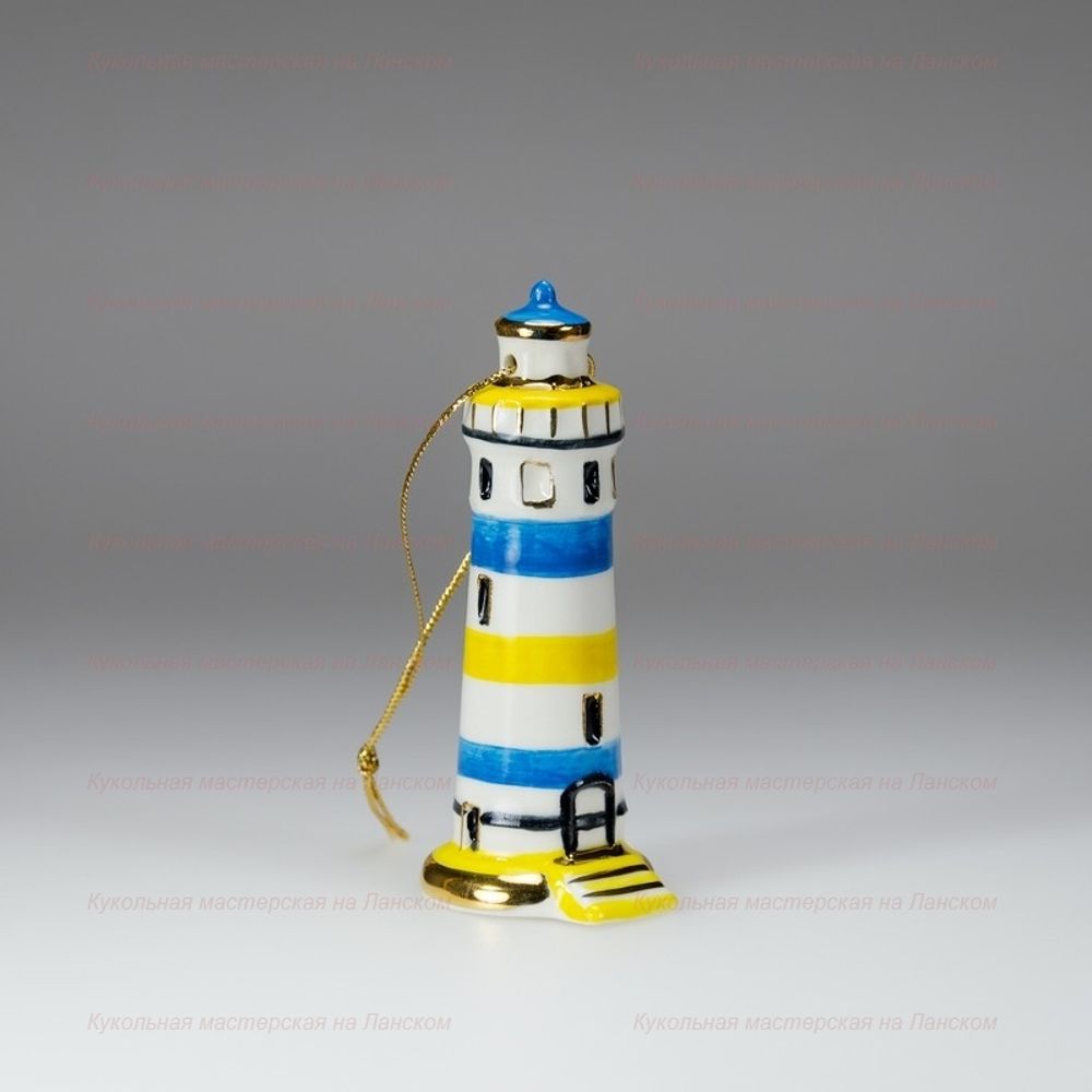 Фарфоровая елочная игрушка "Маяк" круглый