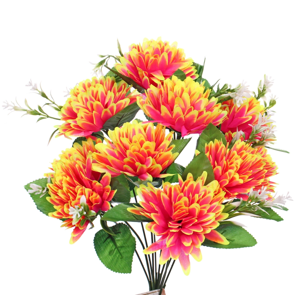 Искусственные цветы «Цветочная мелодия» Хризантемы 43см 10 цветков сиреневый неон