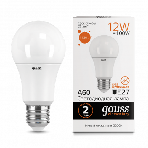 Лампа Gauss LED Elementary A60 12W E27 1130 lm 3000K