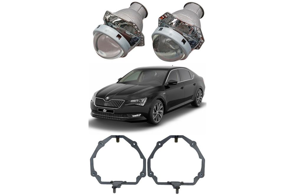 Готовый комплект для замены штатных линз SLA+AFS Skoda Superb 2013-2019