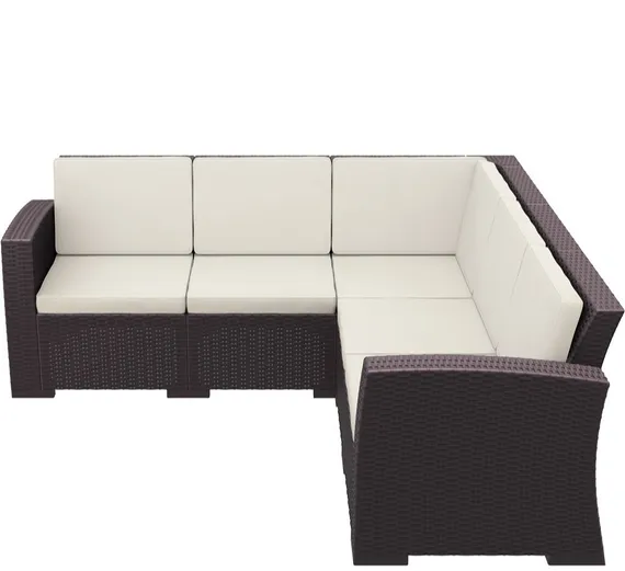 Диван пластиковый плетеный угловой с подушками Monaco Lounge Corner, коричневый