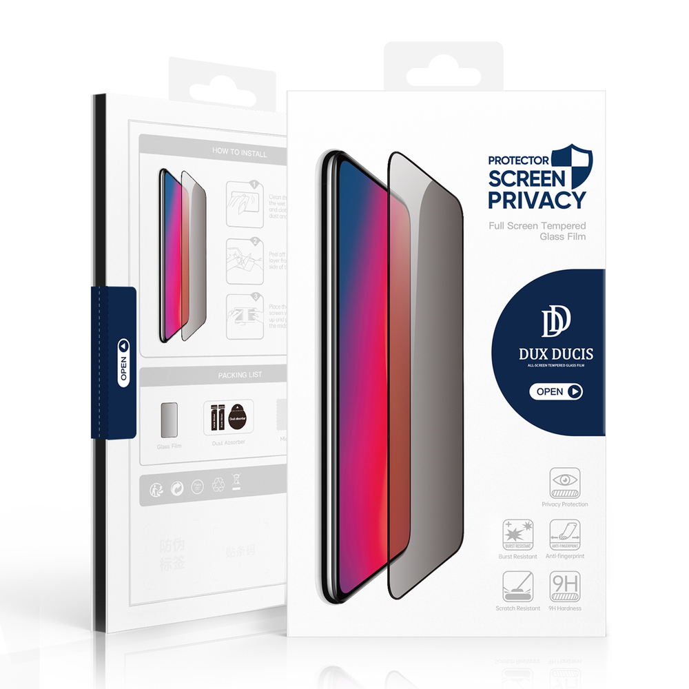 Стекло "Антишпион" от Dux Ducis для смартфона Samsung Galaxy S24 Ultra, серия PRIVACY-S Full Screen Glass