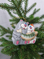 Котики рыбаки ёлочная игрушка из фарфора