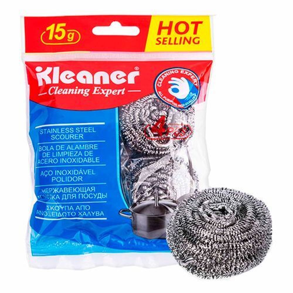 LA Губка д/чистки поверх-й (4шт) Kleaner 10см нерж.сталь кругл. п/э