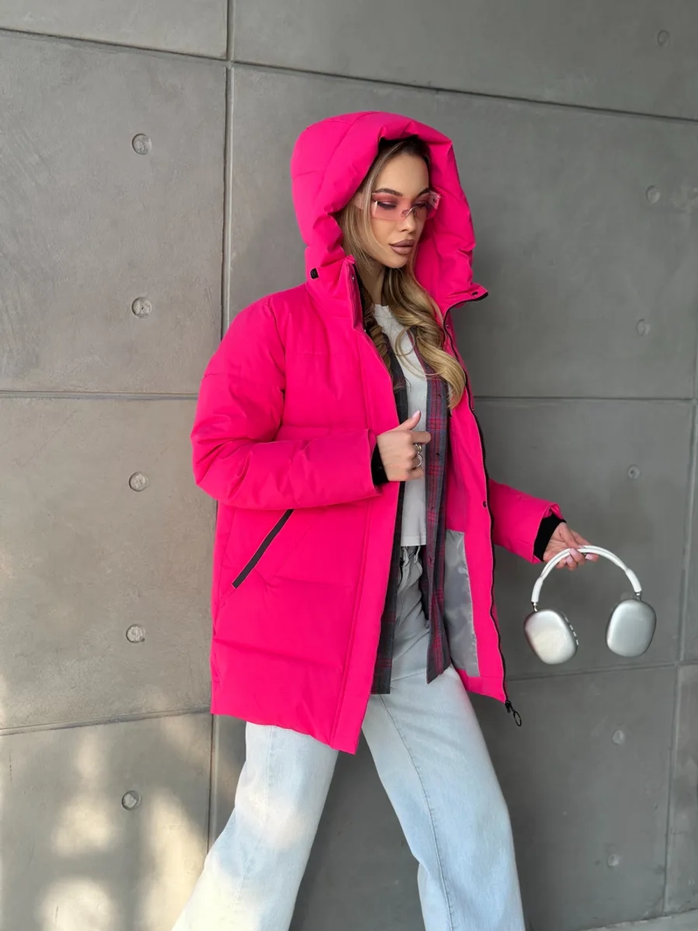 Куртка осенняя с капюшоном удлиненная