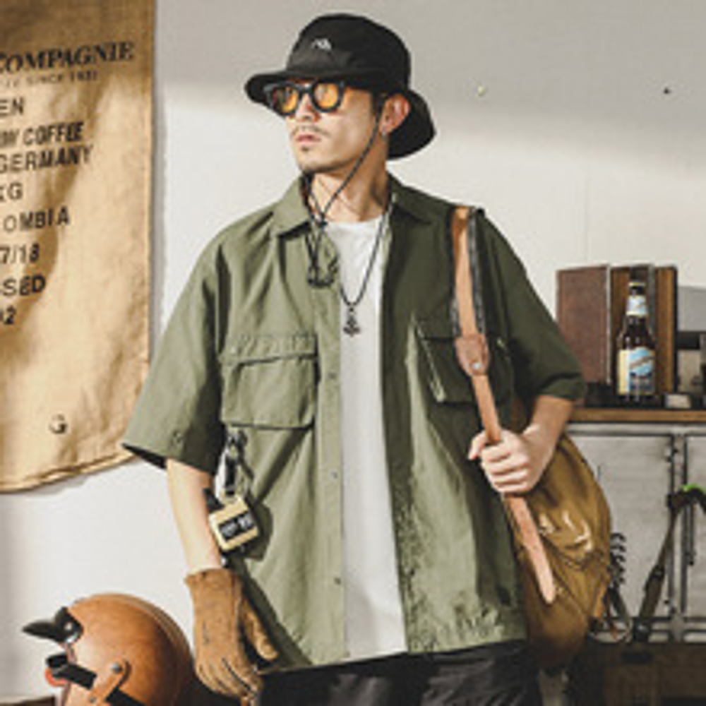 Американская рабочая классическая рубашка с накладными карманами