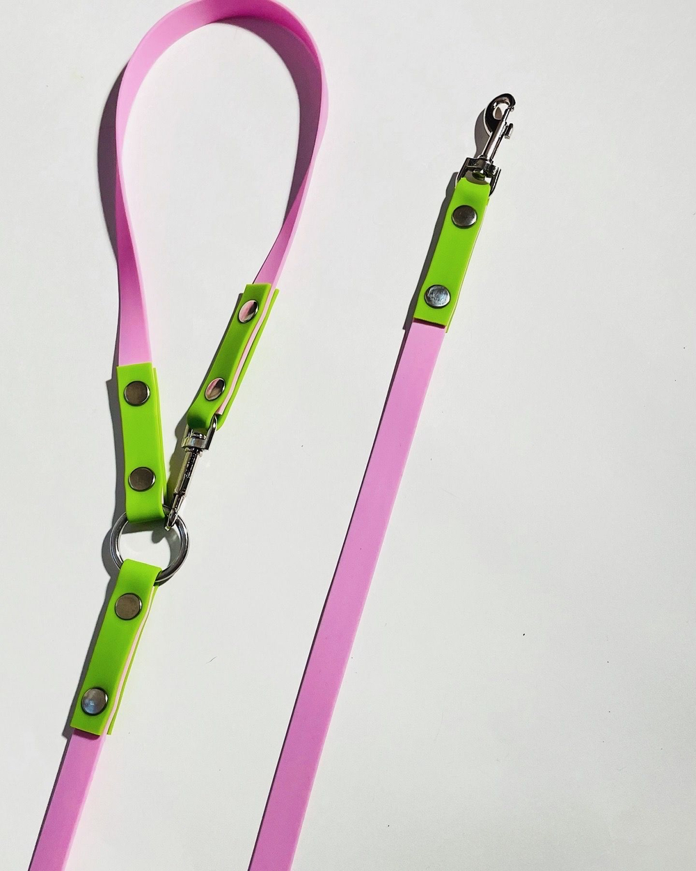Перестежка для собак из Биотана, 15 мм, 5 м, розовый с зеленым