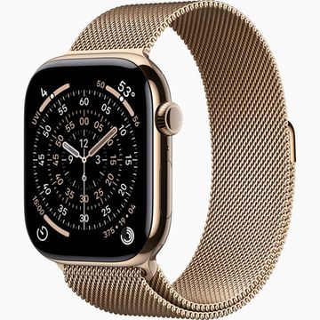 Apple Watch Series 11 GPS 46mm Gold Titanium Case with Gold Milanese Loop