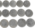 Набор из 24 монет 10,15,20 копеек 1922-1930 гг СССР и РСФСР, серебро билон проба 500 (XF)