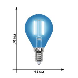 LED-G45-5W-BLUE-E14 GLA02BL Лампа светодиодная. Форма шар. Серия Air color. Синий свет. Картон. ТМ Uniel