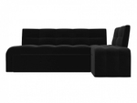 Диван кухонный угловой Люксор правый угол, Черный, Микровельвет, 28601