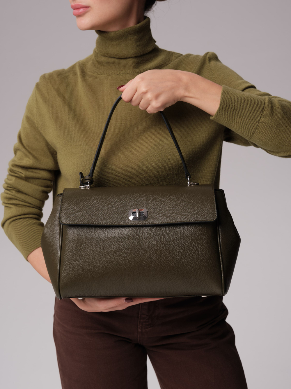 Кожаная сумка Nadi DBR 31356 олива