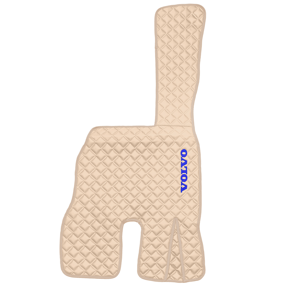 Ковры VOLVO FM до 2008 года (экокожа, бежевый, бежевый кант, синяя вышивка)