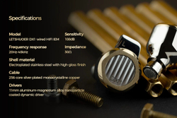Наушники проводные Letshuoer DX1, без микрофона, внутриканальные, 4.4 мм