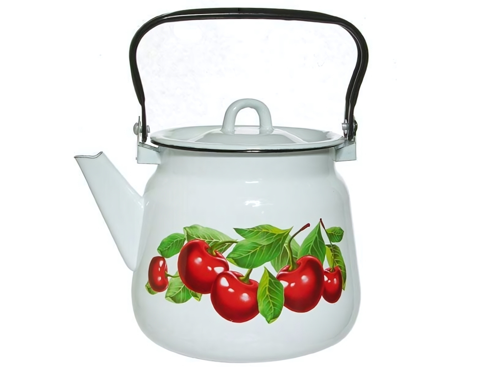 Чайник 3,5л Вишневый сад (белый с петлей)