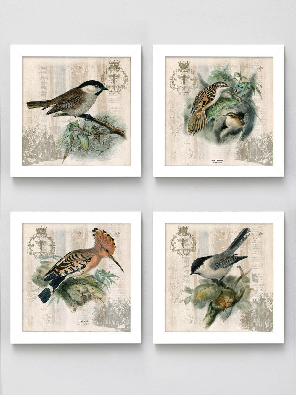 Картины на стену для интерьера на холсте в раме набор 4 шт