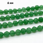 Бусины Кварц тонированный крупной огранки, цвет зеленый, размер около 5,7*6 мм, цена за 28-29 шт (1/2 нити)