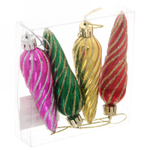 Ёлочные игрушки «Сосулька спиралька» 8,5см микс цветов (набор 4шт)