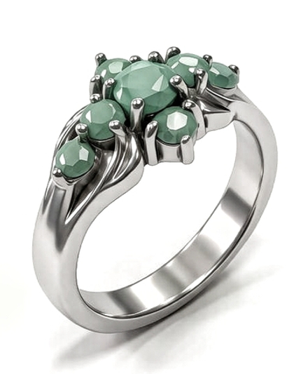 Ювелирное кольцо из серебра 925 пробы с изумрудами