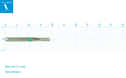 Бор алмазный зеленый  Frank Dental типа FG - D.835.014.G.FG