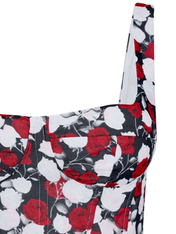 Сарафан корсажный миди с цветочным принтом