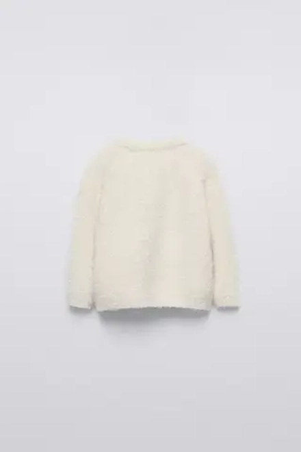 ZARA КАРДИГАН С ВЫШИТЫМИ ЦВЕТАМИ, ЭКРЮ