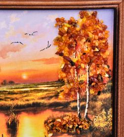AMB-74/ 2 Картина «Красота природы» (с янтарной крошкой) дер.краш.рамка 12х15