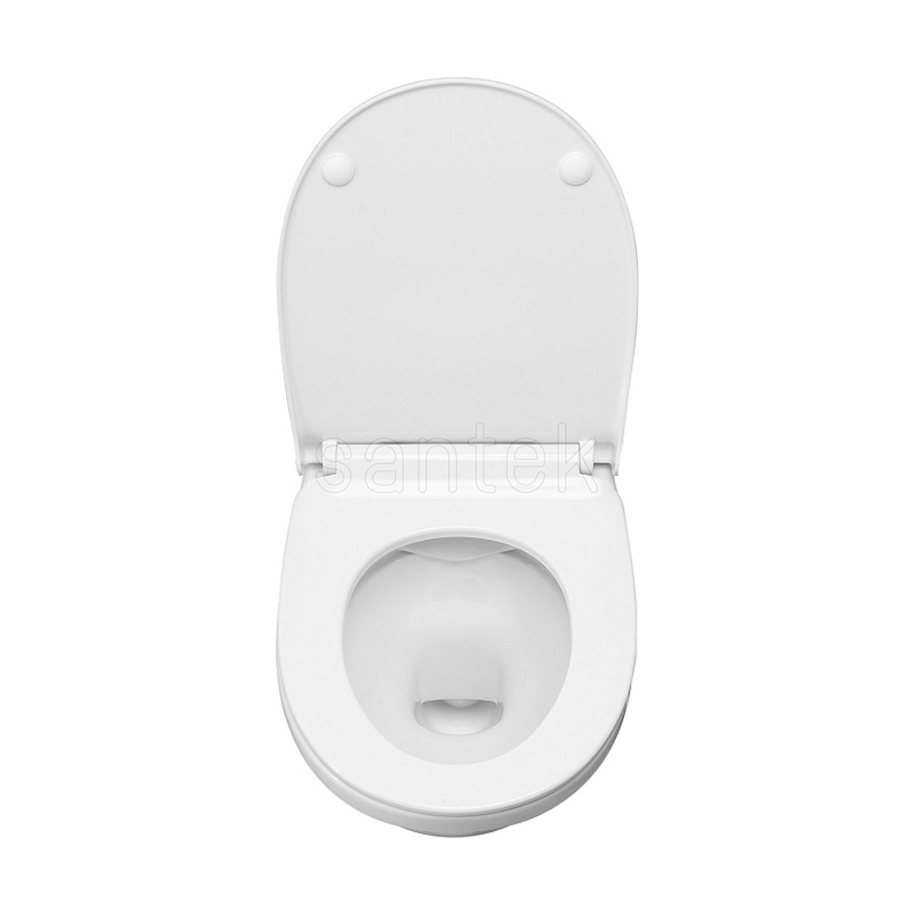 Пэк Santek "Бореаль" rimless подвесной, безободковый унитаз с тонким сиденьем, инсталляция, панель белого цвета (1.WH50.1.832)