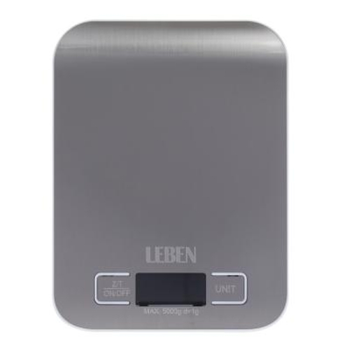 Весы кухонные электронные LEBEN нагрузка до 5кг, металл, 2хААА (40шт/кор)