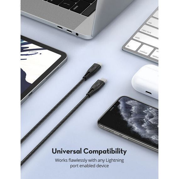 Кабель RAVPower MFI USB-C to Lightning, 1.2 м (RP-CB1017, RP-PC1017), розовый