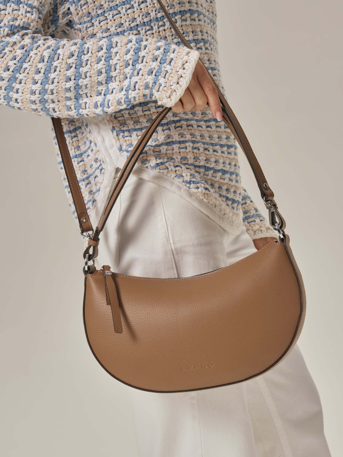 Сумка женская сэддл светло-коричневая