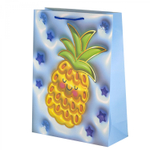 Пакет подарочный бумажный Alingar, (XL) 31х40х12 см, вертикальный, "Яркие фрукиы", матов. ламинация, тиснение голография, эффект 3D, ассорти