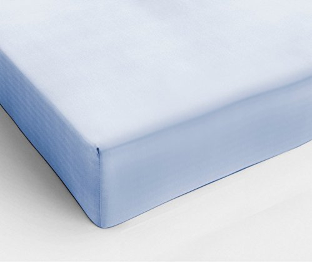 Простыня на резинке 200x200 Сaleffi Raso Tinta Unito с бордюром сатин небесно-голубая Италия