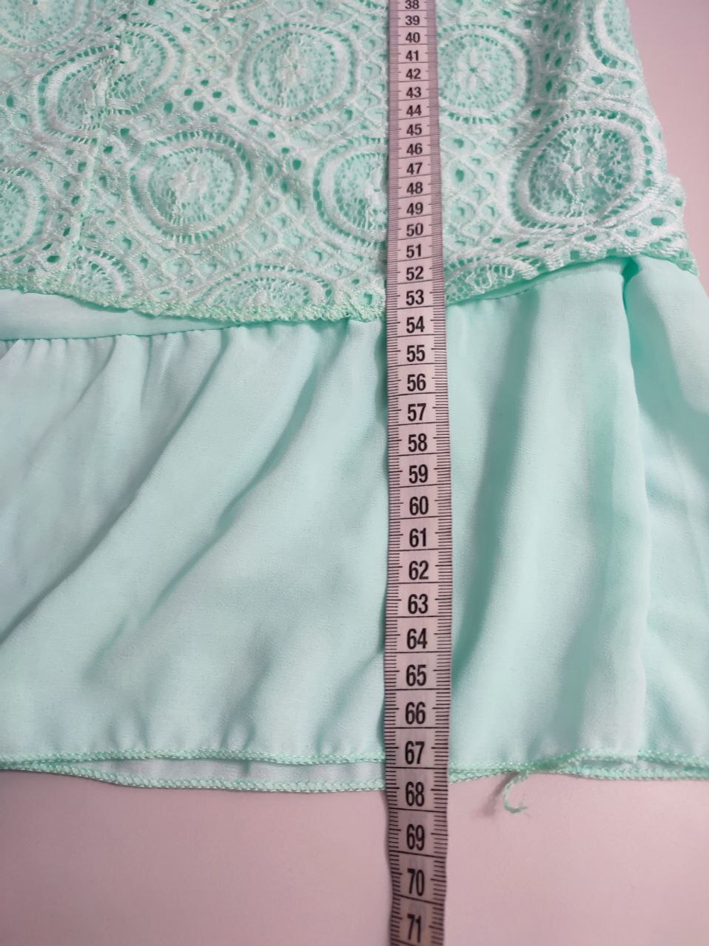 Блузка бирюзовая с кружевом 44-46 размер