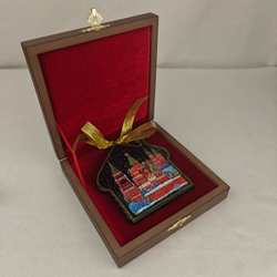 Сувенир Домик "Москва"-2 с росписью Палех в подарочном футляре