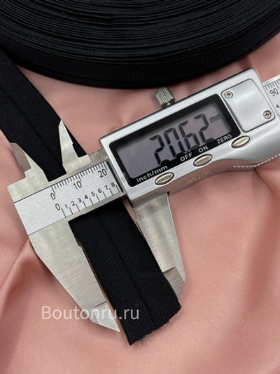 Эластичная косая бейка черная 22 мм