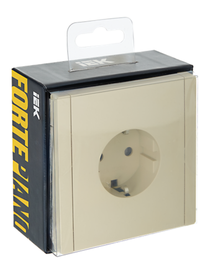 FORTE&PIANO Розетка 1-местная с заземлением без защитных шторок винтовое крепление 16А FP416 ваниль IEK