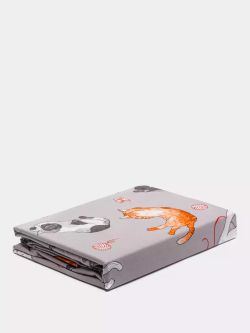 Постельное белье Сказка "Kitties" евро Наволочка 50х70 см 2 шт Простынь на резинке 180х200 см Пододеяльник 200х215 см, перкаль