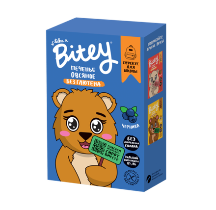 Bitey Печенье овсяное со вкусом «Черника» 60г NEW