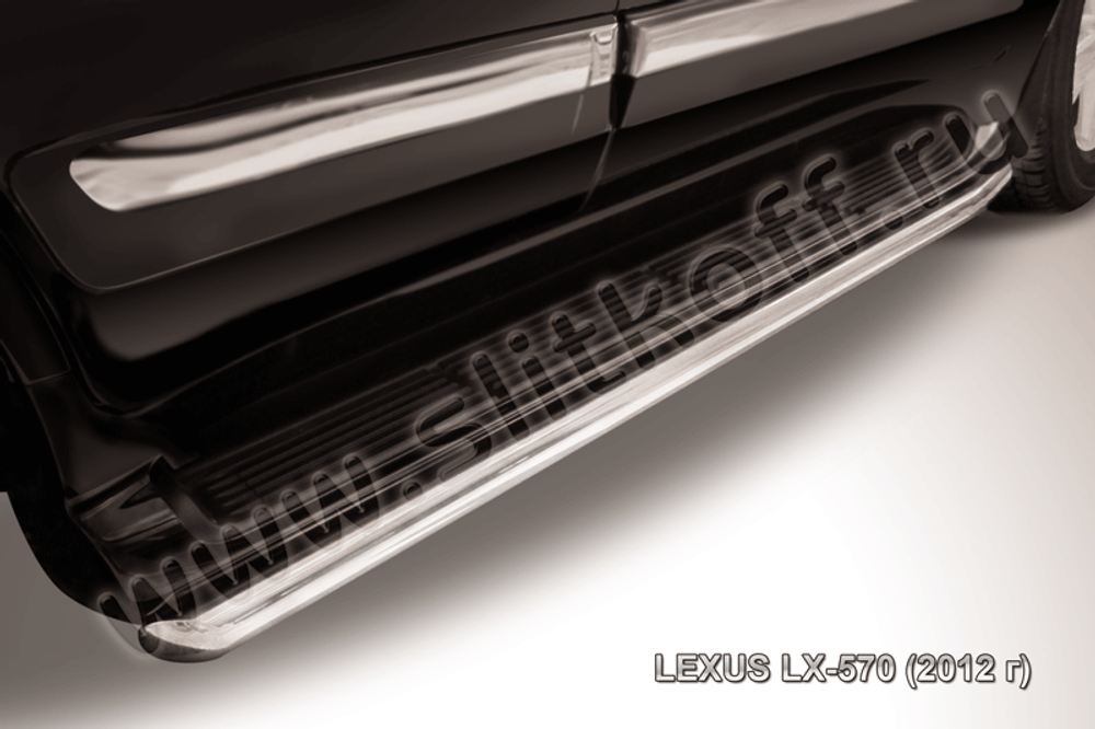 Пороги из нержавейки Lexus LX-570 (2012-2015) d57 труба (черный цвет)