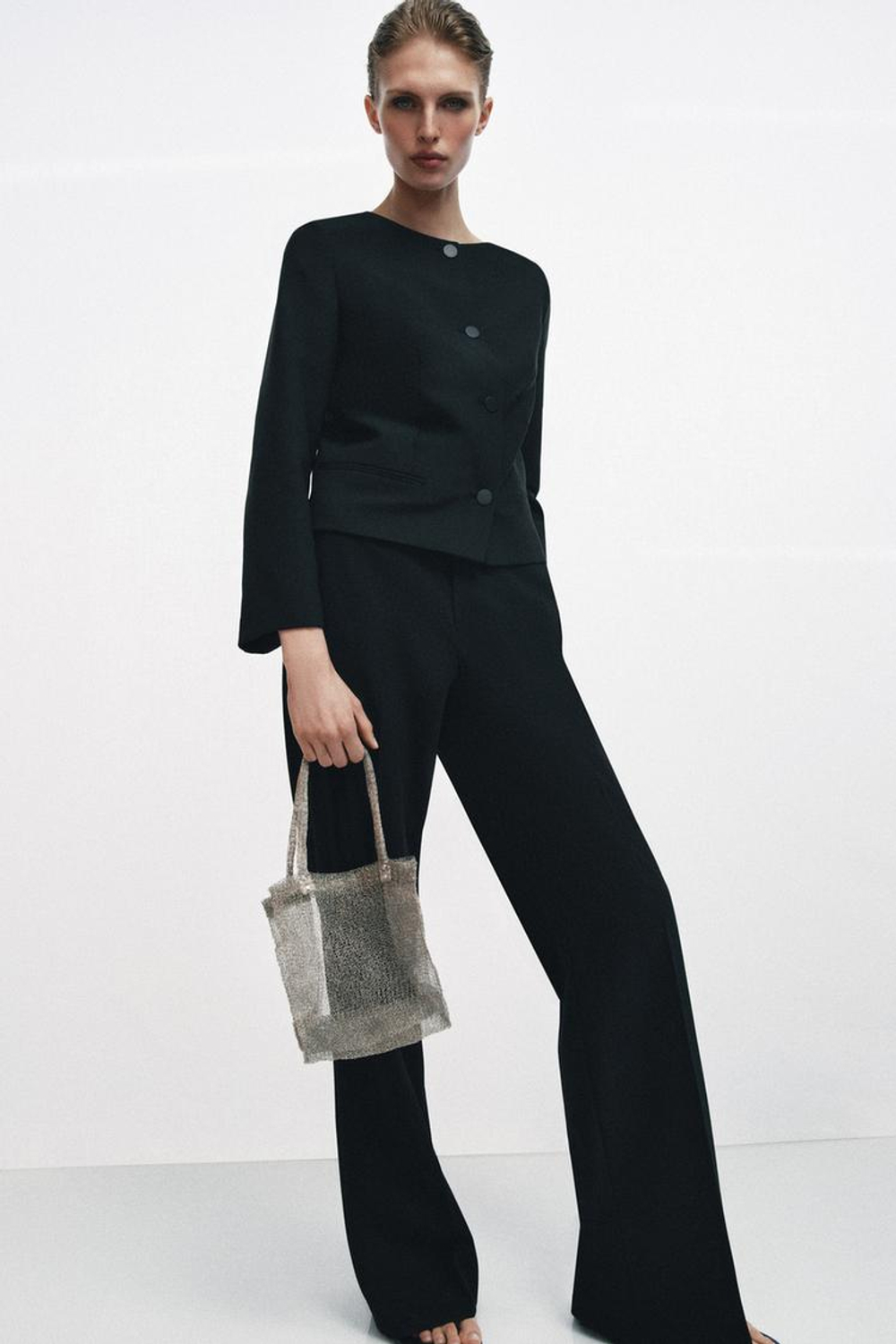 ZARA СУМКА ИЗ МЕТАЛЛИЧЕСКОЙ СЕТКИ, СЕРЕБРЯНЫЙ